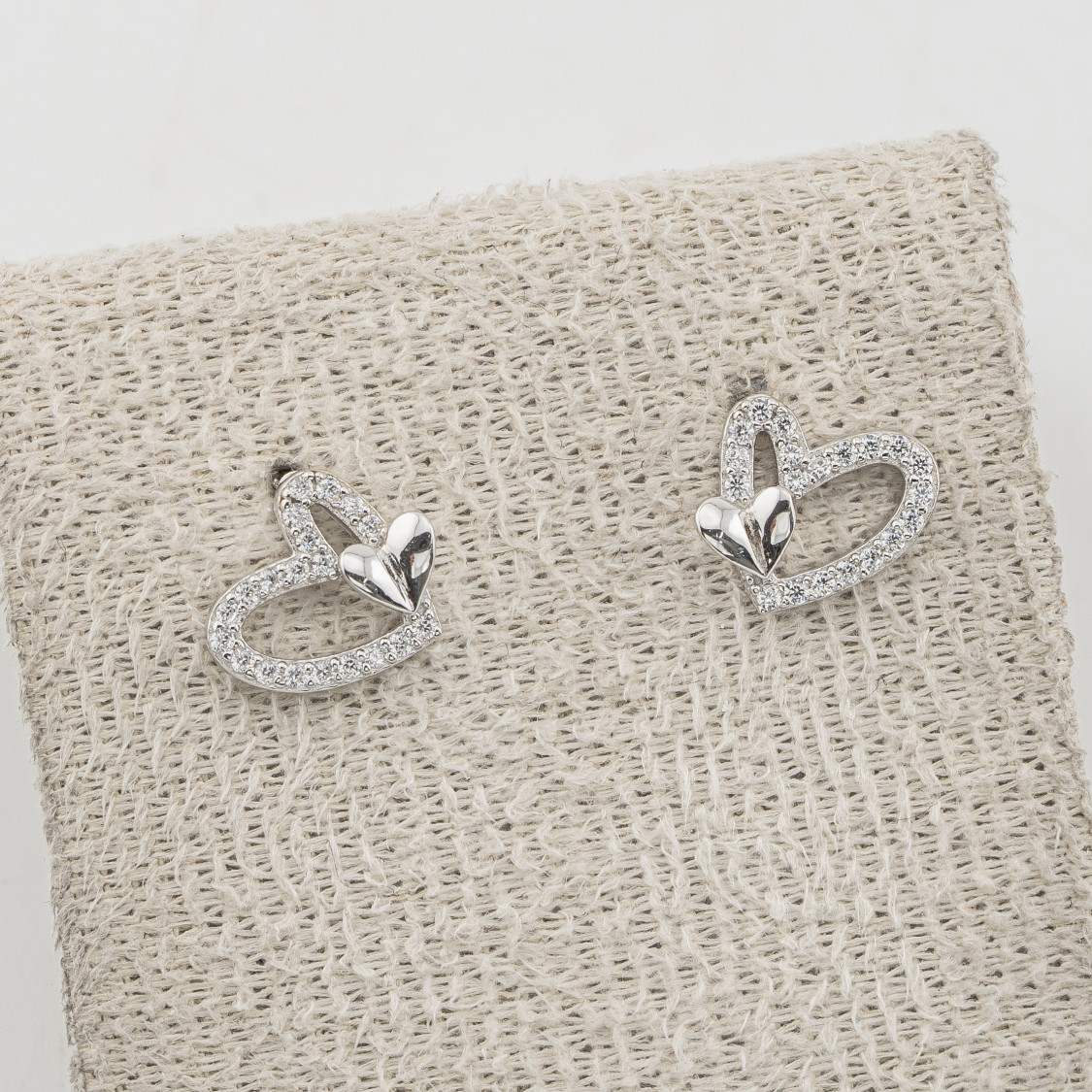 Orecchini In Argento 925 Cuori Zirconati-Ohrringe aus Moissanit und 925er Silber | Worldofjewel.com