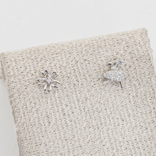 Orecchini In Argento 925 Fiore e Ballerina