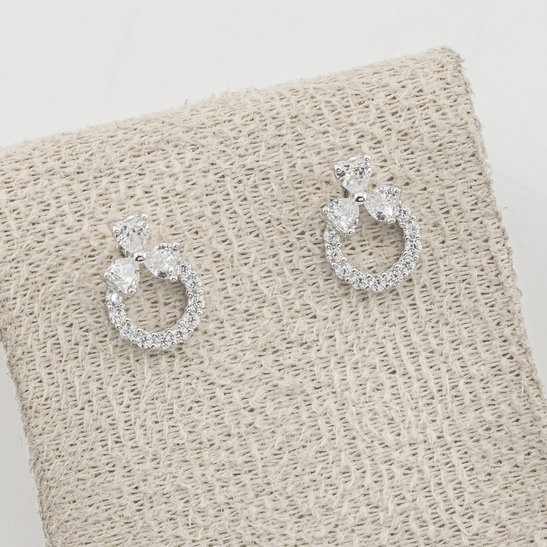 Orecchini In Argento 925 Ghirlanda con Tre Petali-PENDIENTES DE MOISSANITA Y PLATA 925 | Worldofjewel.com