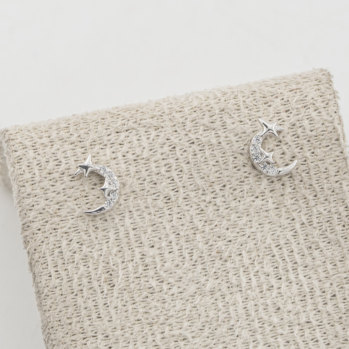 Orecchini In Argento 925 Luna con Stelle Y2K-PENDIENTES DE MOISSANITA Y PLATA 925 | Worldofjewel.com