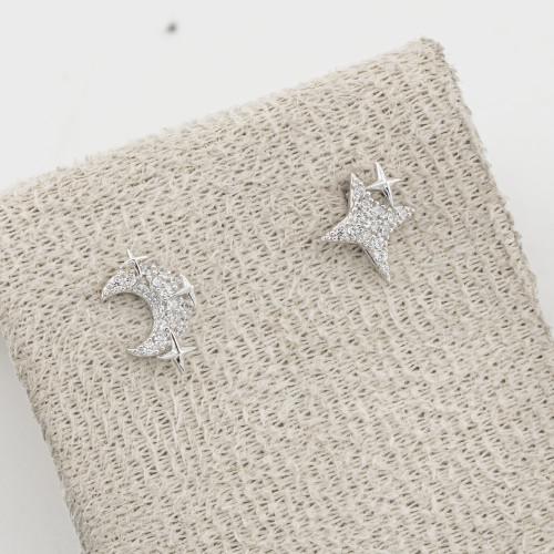 Orecchini In Argento 925 Luna e Stelle Y2K
