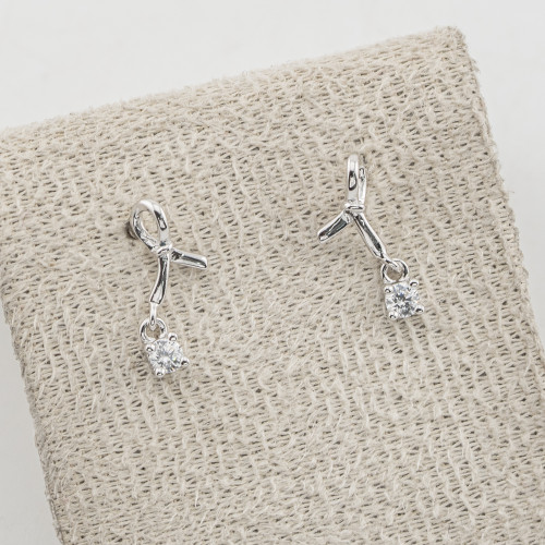 Orecchini In Argento 925 Nastri con Punti Luce