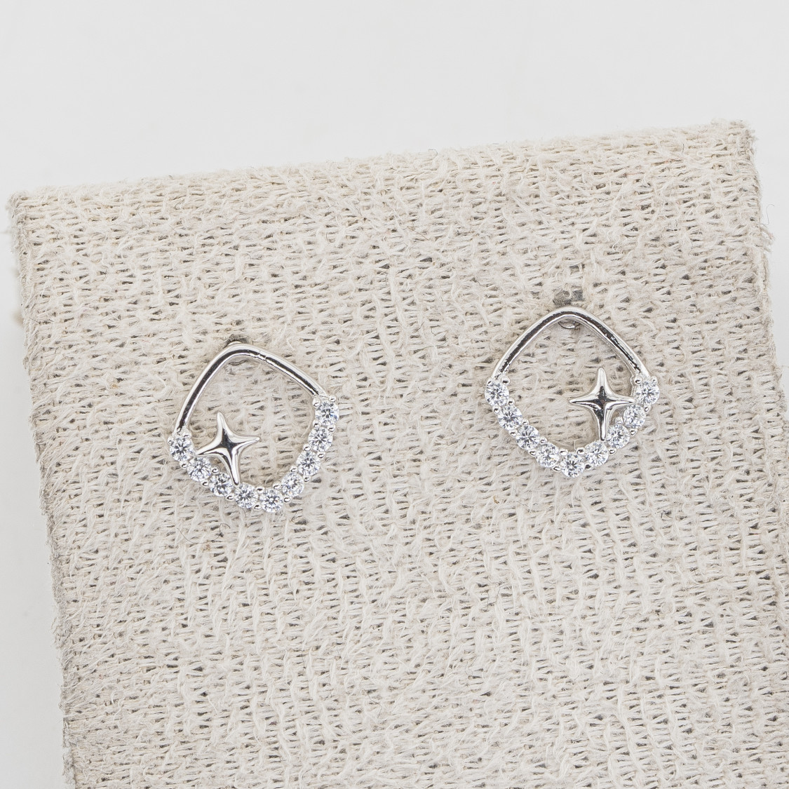 Orecchini In Argento 925 Rombi con Stelle Y2K-PENDIENTES DE MOISSANITA Y PLATA 925 | Worldofjewel.com