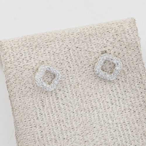 Orecchini In Argento 925 Rombi con Zirconi