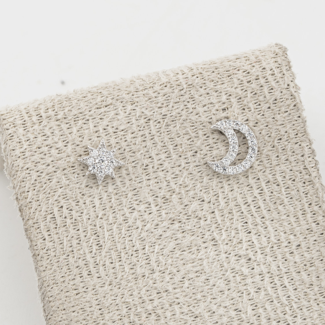 Orecchini In Argento 925 Stella e Luna Zirconati-Ohrringe aus Moissanit und 925er Silber | Worldofjewel.com