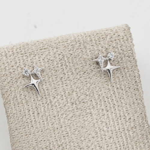 Orecchini In Argento 925 Stelle Zirconate Y2K