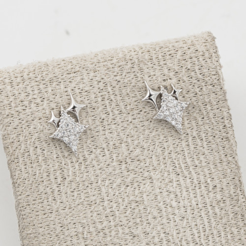 Orecchini In Argento 925 Stelle Zirconate Y2K