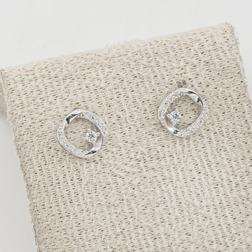 Orecchini In Argento 925 Tondi con Punti Luce