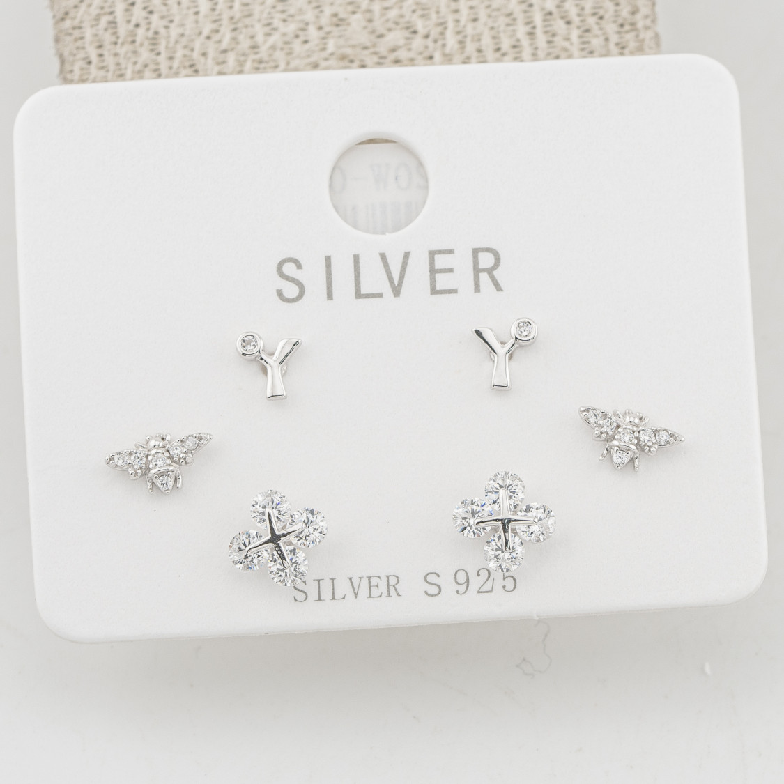 Orecchini In Argento 925 Tre Coppie con Collezione Foresta-ORECCHINI CON MOISSANITE E ARGENTO 925 | Worldofjewel.com