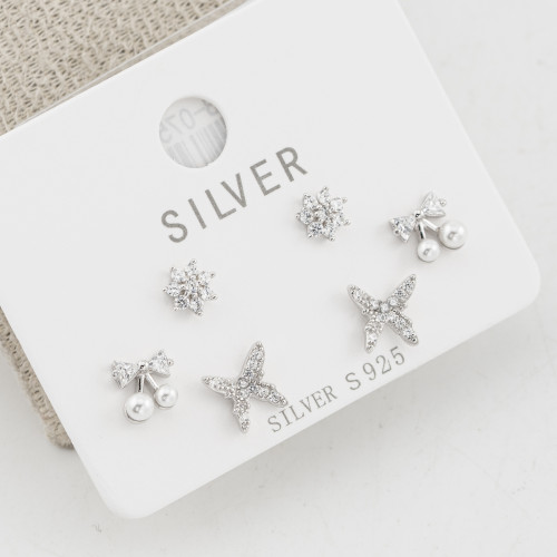 Orecchini In Argento 925 Tre Coppie con Collezione Natura