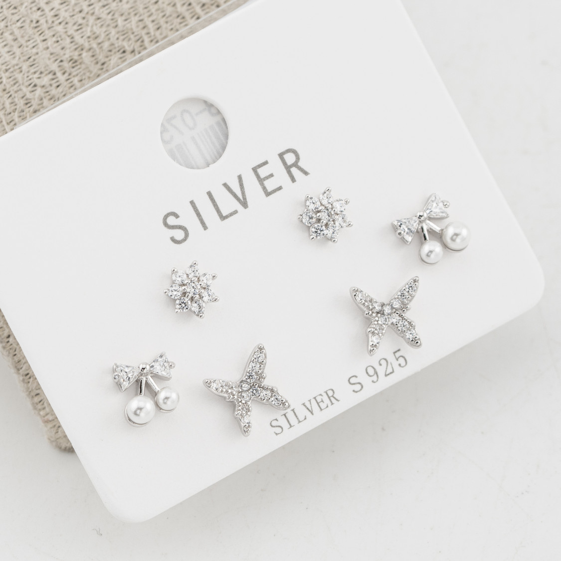 Orecchini In Argento 925 Tre Coppie con Collezione Natura-Ohrringe aus Moissanit und 925er Silber | Worldofjewel.com