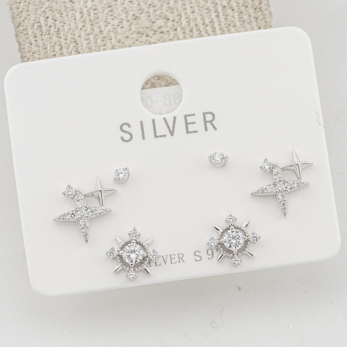 Orecchini In Argento 925 Tre Coppie con Collezione Stellare-ORECCHINI CON MOISSANITE E ARGENTO 925 | Worldofjewel.com