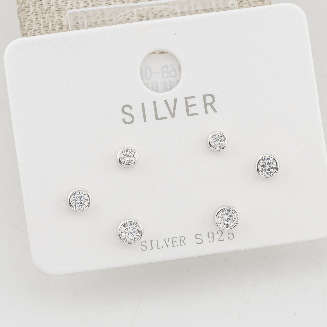 Orecchini In Argento 925 Tre Coppie con Punti Luce Tondi-BOUCLES D'OREILLES EN MOISSANITE ET ARGENT 925 | Worldofjewel.com