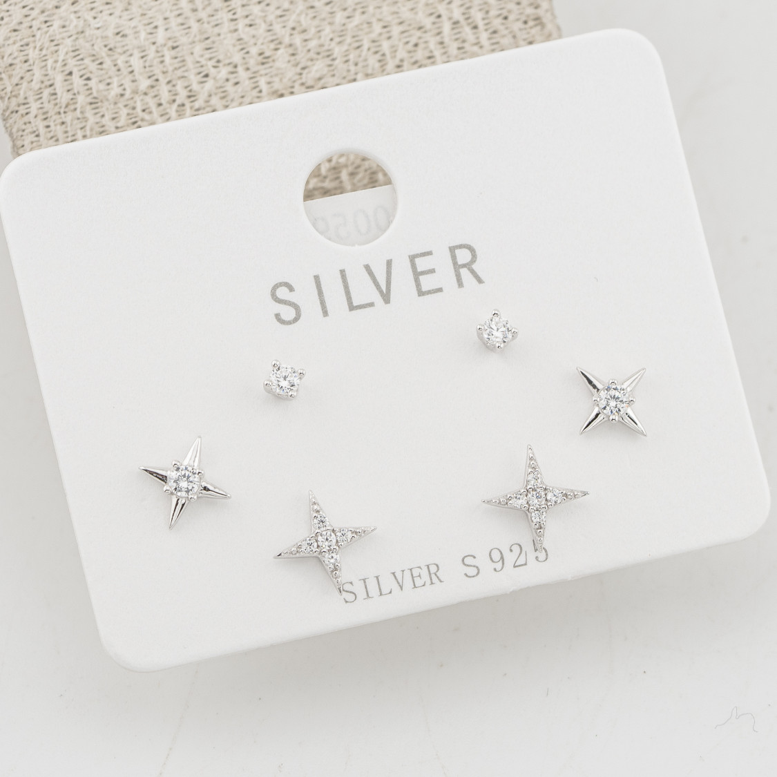 Orecchini In Argento 925 Tre Coppie con Stelle Y2K-ORECCHINI CON MOISSANITE E ARGENTO 925 | Worldofjewel.com