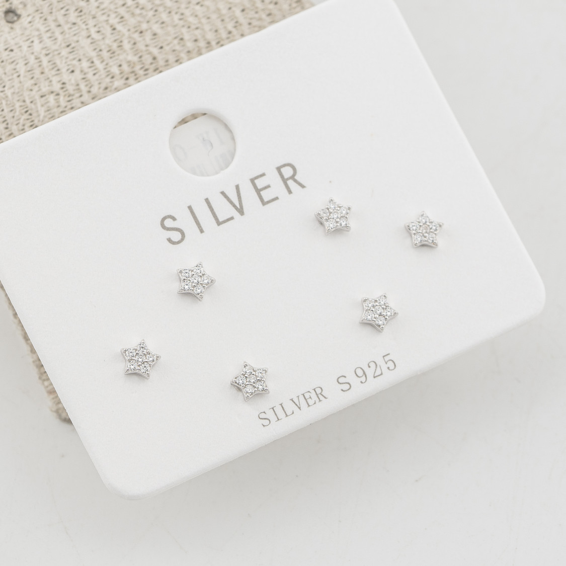 Orecchini In Argento 925 Tre Coppie di Stelle-PENDIENTES DE MOISSANITA Y PLATA 925 | Worldofjewel.com