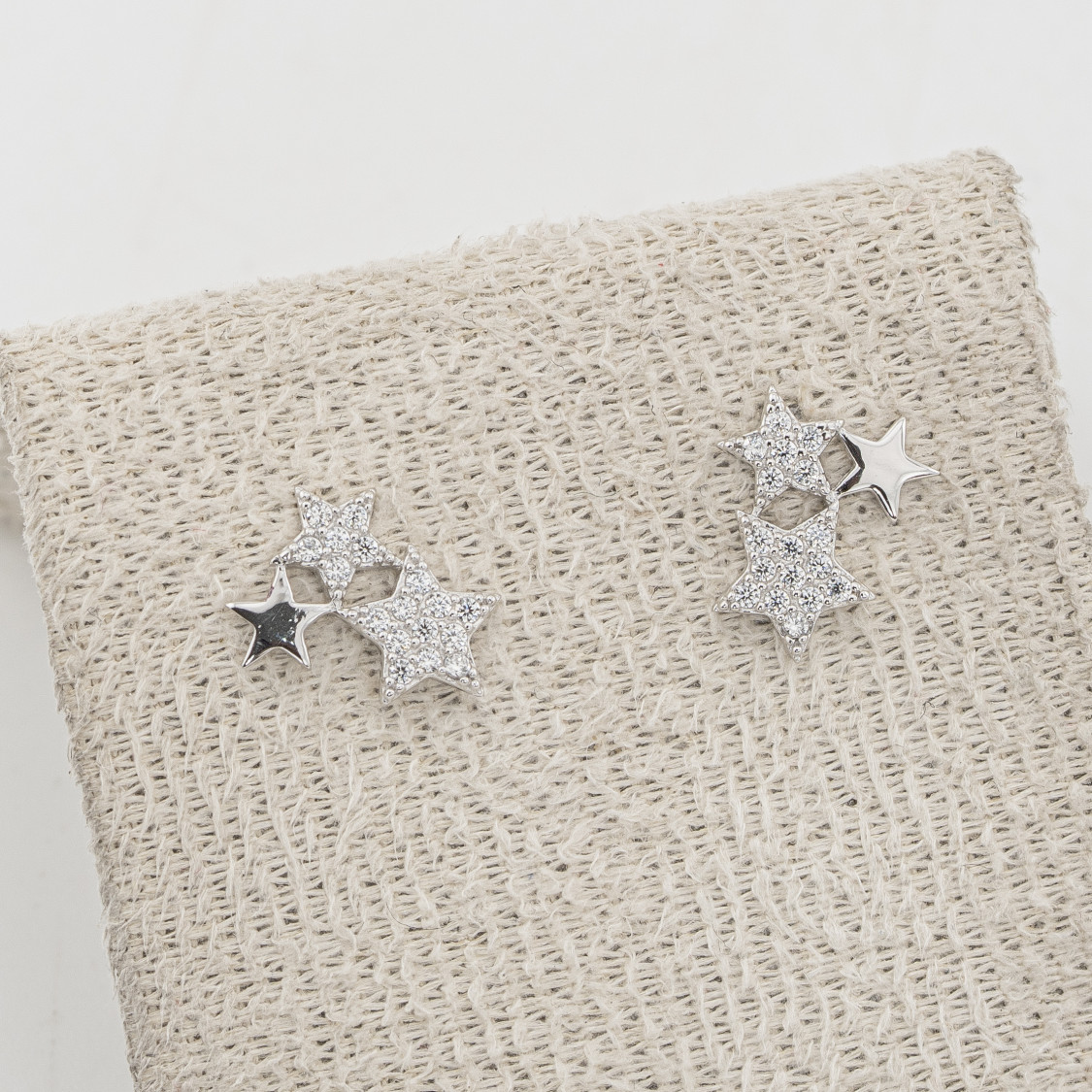 Orecchini In Argento 925 Tre Stelle-ORECCHINI CON MOISSANITE E ARGENTO 925 | Worldofjewel.com