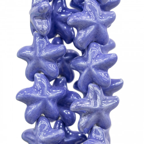 Glossy Ceramic Starfish 22mm Light Blue