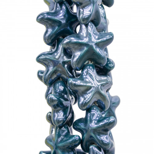 Glossy Ceramic Starfish 22mm Dark Green