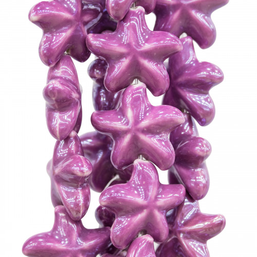 Glossy Ceramic Starfish 22mm Purple