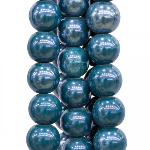 Polished Ceramic Round Smooth 10mm Teal