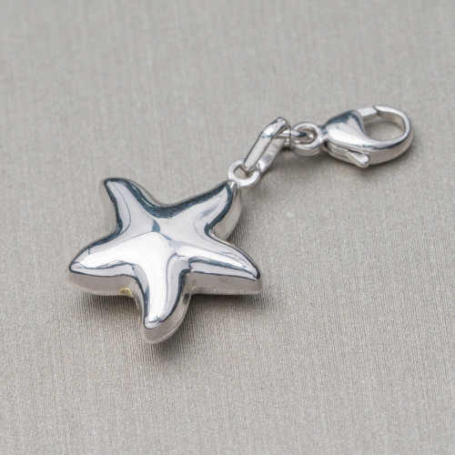 Pendant Pendant Charms Of 925 Silver Starfish And Carabiner 14x30mm 6pcs