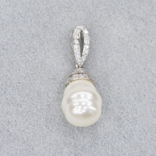 925 Silver Pendant With Mallorcan Pearls 14x38mm