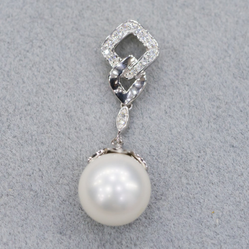925 Silver Pendant With Mallorcan Pearls 14x45mm