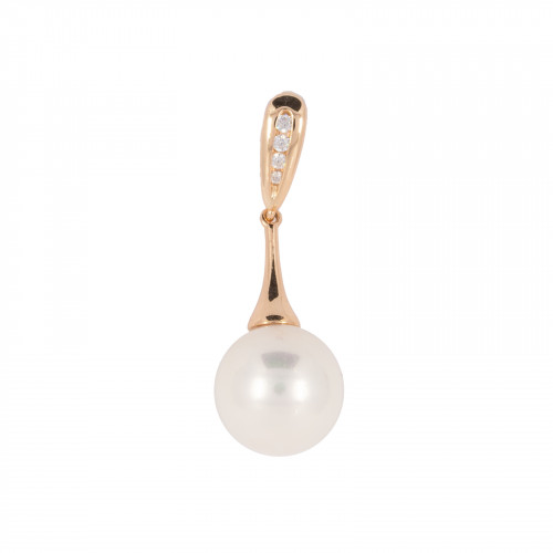 Pendant Of 925 Silver With White Mallorcan Pearls And Zircons 12x35mm