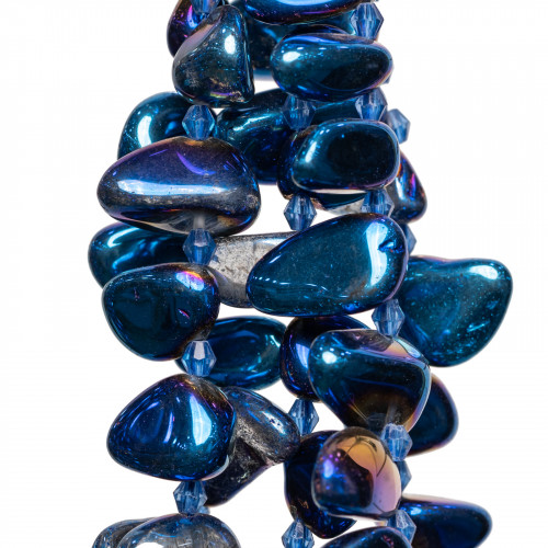 Galvanized Tumbled Stone Rock Crystal 10-20mm Blue