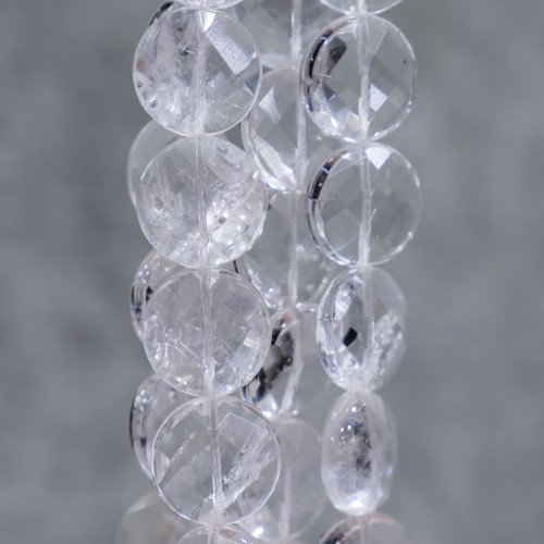 Round Flat Faceted Rock Crystal 18mm