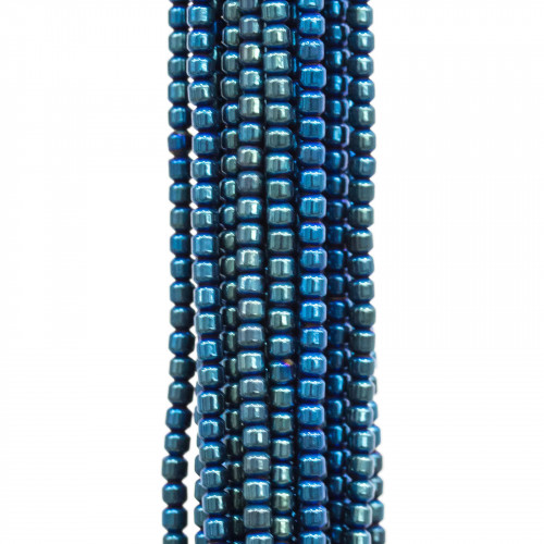Hematite Cylinder 2x2mm Blue