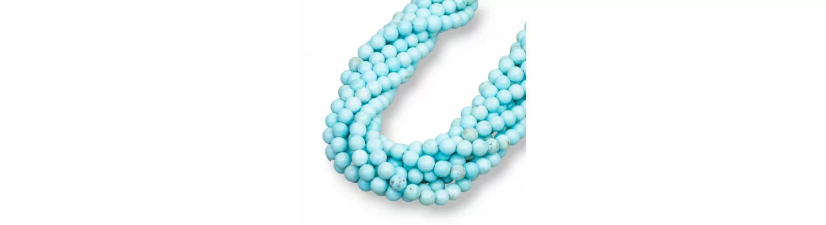 Stabilized turquoise spheres and shapes - 38-40cm wire | World of Jewel