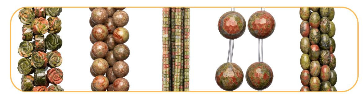 Fili di perline di unakite naturale infilate da 38-40cm, vendita all'ingrosso e online