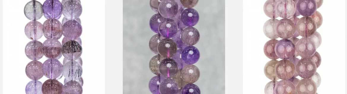 Natural beaded strands of Rutilated Amethyst ideal for creating your fashion jewelry