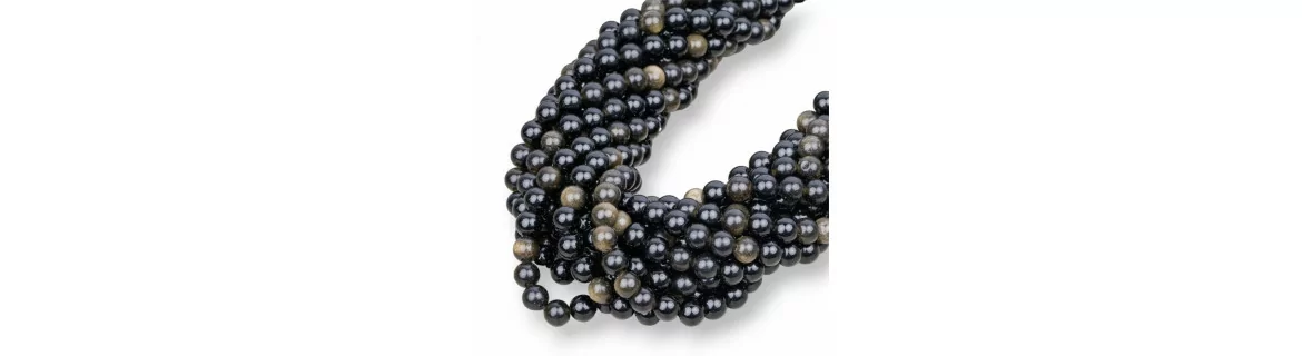 Natural Obsidian Threads. Wholesale 38-40cm strung beads