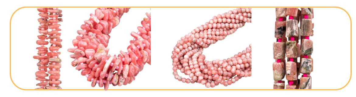 Natural Rhodochrosite for the creation of jewels in various forms.