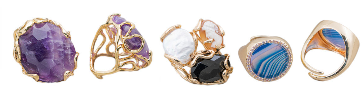 Handcrafted bronze rings with cat's eye and semi-precious stones: exclusive and refined creations - World of Jewel