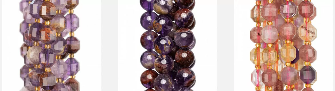 Natürlicher hämatoider Amethyst gestrandet, 38-40 cm Perlen, Großhandel